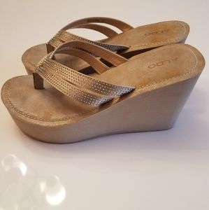 Aldo wedge satin sandals